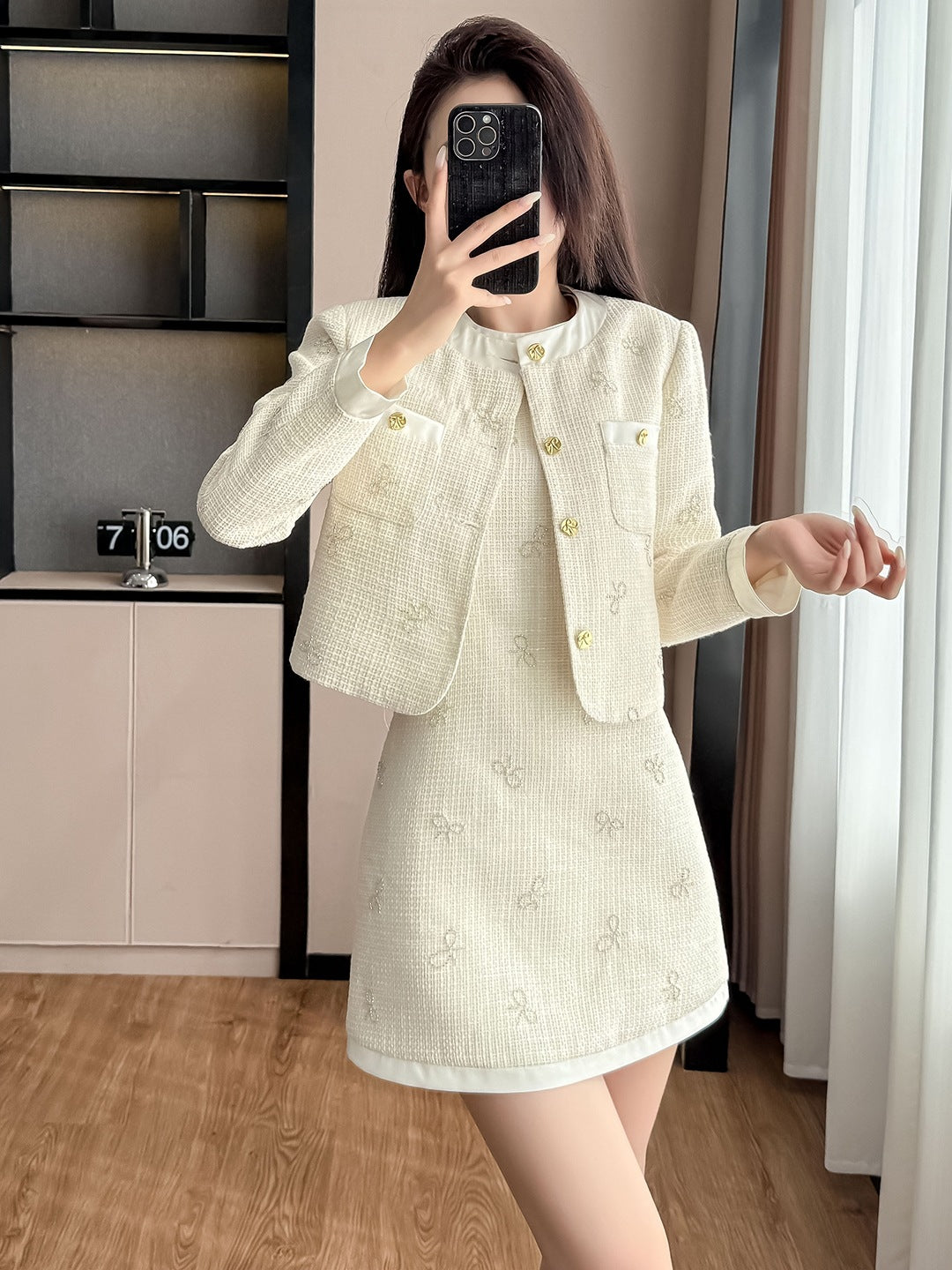 Set for Petite Women - Autumn Fashion Knit Vest Dress with Jacket, Elegant Rich Girl Look