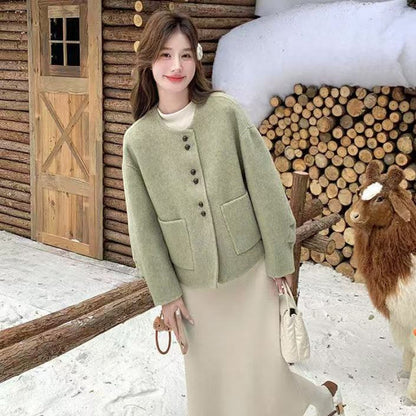 Chic Style Women's Short Wool Coat,  Autumn/Winter Outerwear for Petite Women